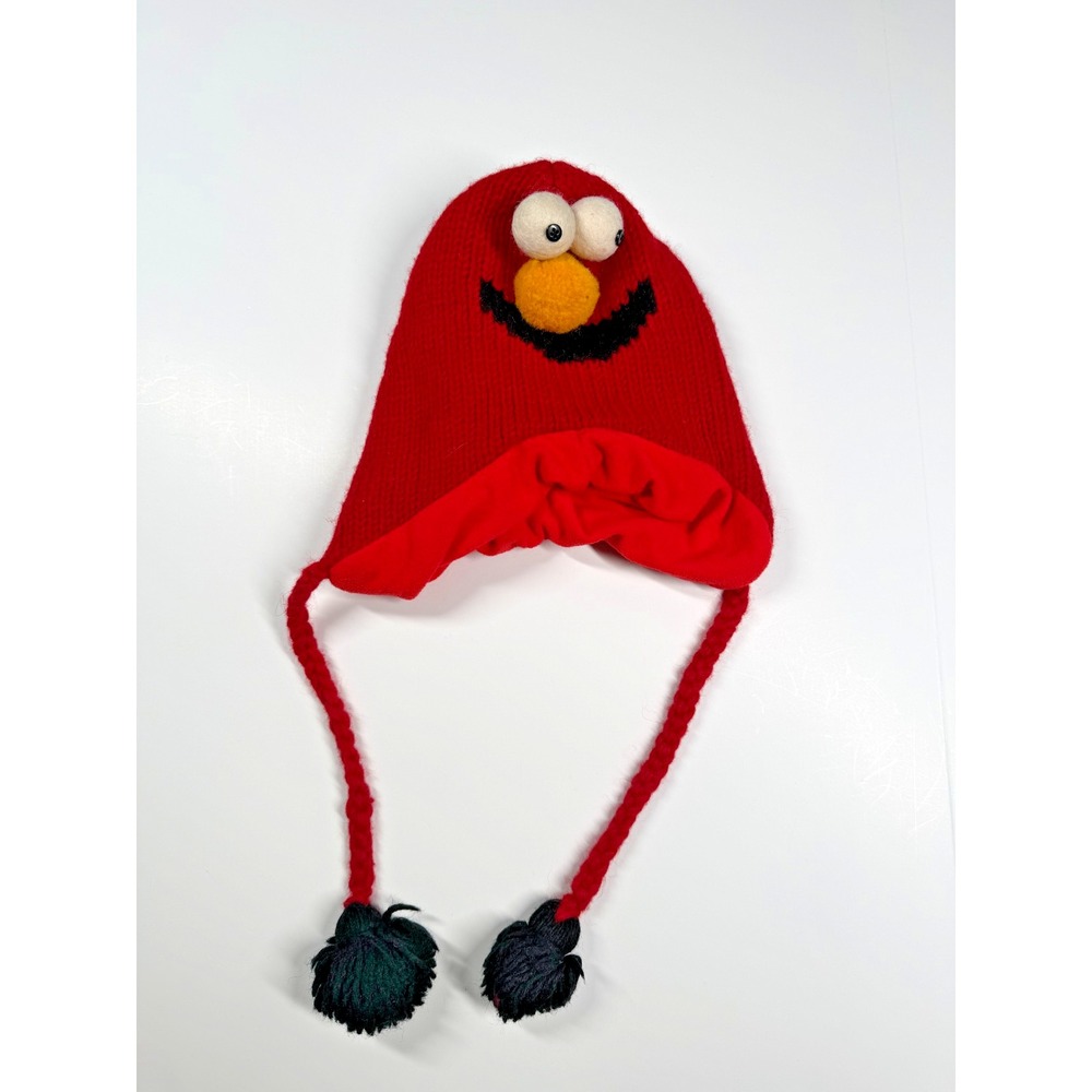 Elmo Wool Knit Hat Kids Red Sesame Street Earflap Beanie Nepal